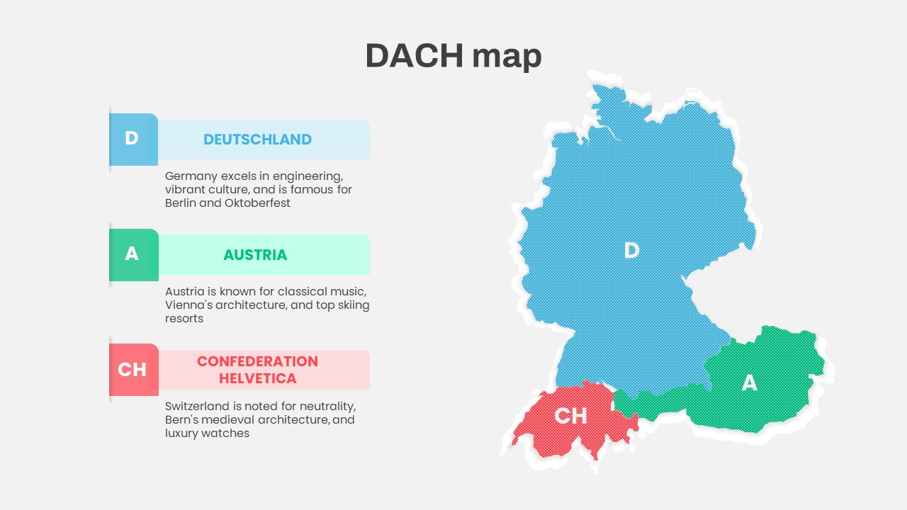 DACH Region Map - Germany, Austria, Switzerland